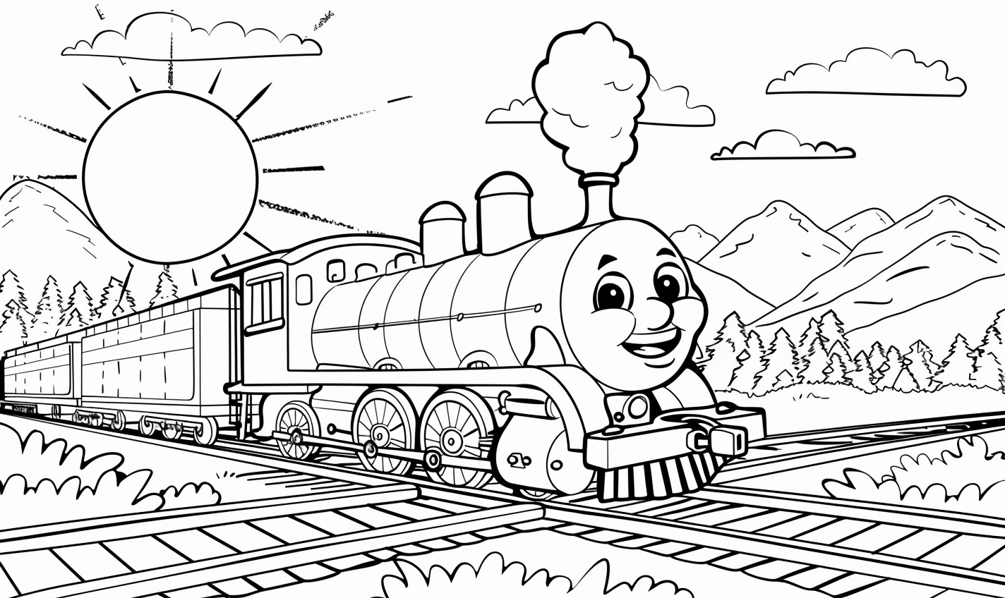 Garų traukinukas Spalvinimo lapas