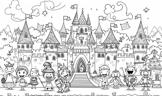Viduramžių pilis Spalvinimo lapas