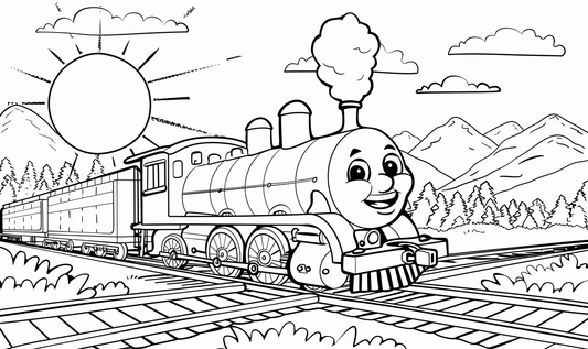 Garų traukinukas Spalvinimo lapas