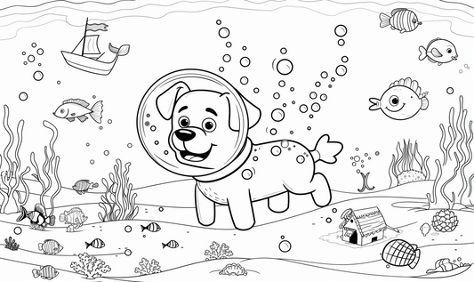 Povandeninis šuniukas Spalvinimo lapas